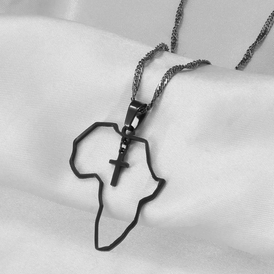 "Africa with Hanging Cross" Necklace - Blessed Afrique Boutique LLC