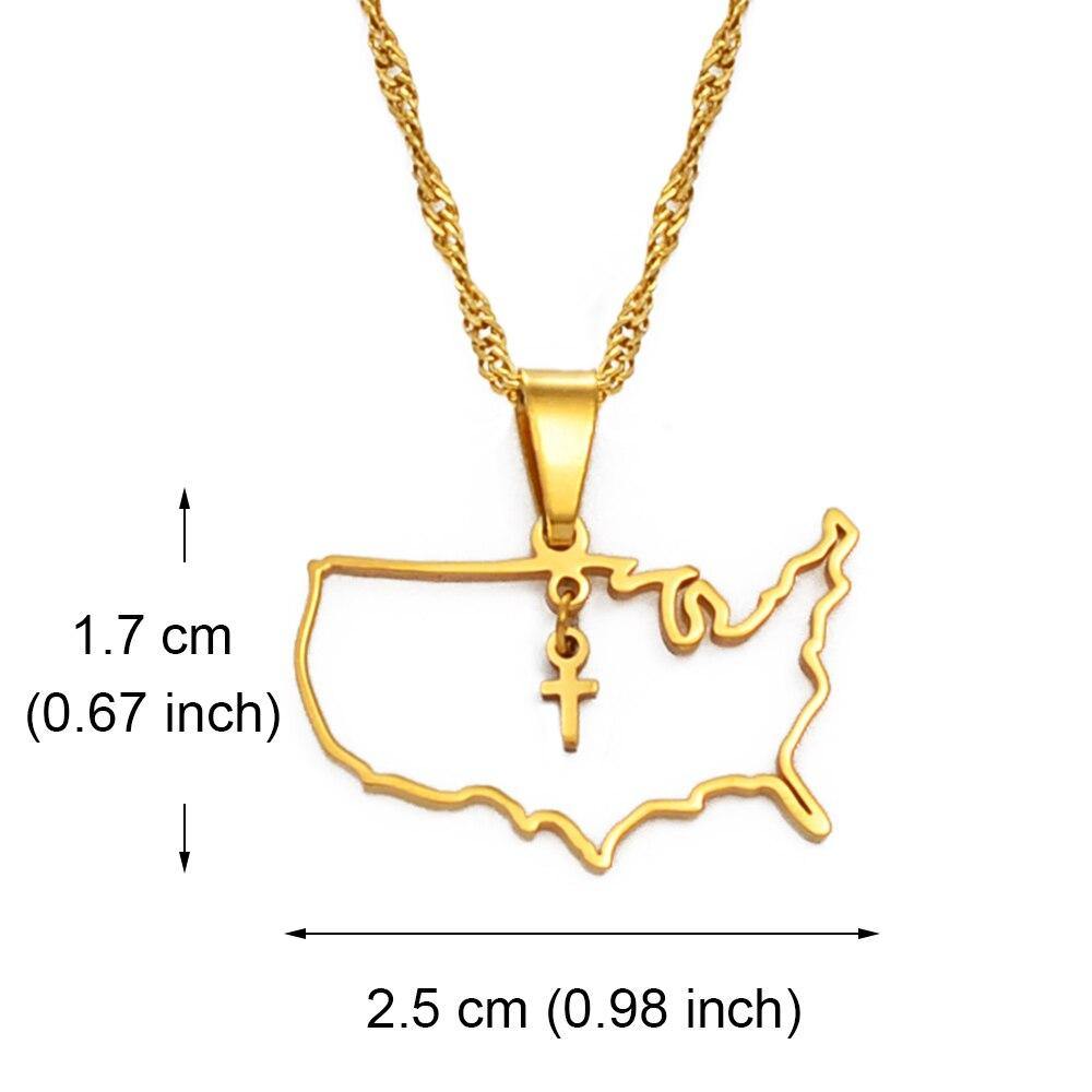 USA With Hanging Cross Necklace (Limited Edition) - Blessed Afrique Boutique LLC